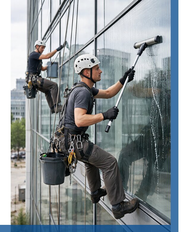 Мойка витражей альпинистами в Людинове от 712 р. под ключ|ВЫСОТНИК-Люд