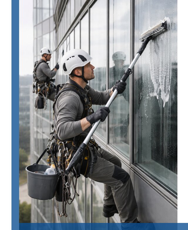 Высотная мойка сплошного остекления с выездом в Людинове