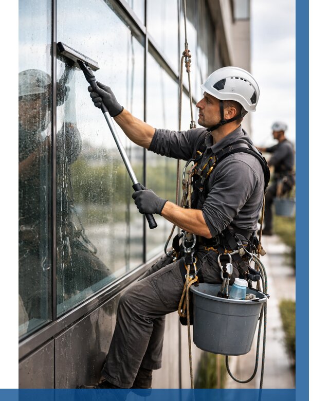 Мойка стеклянных фасадов в Людинове от 204 р. | ВЫСОТНИК-Люд