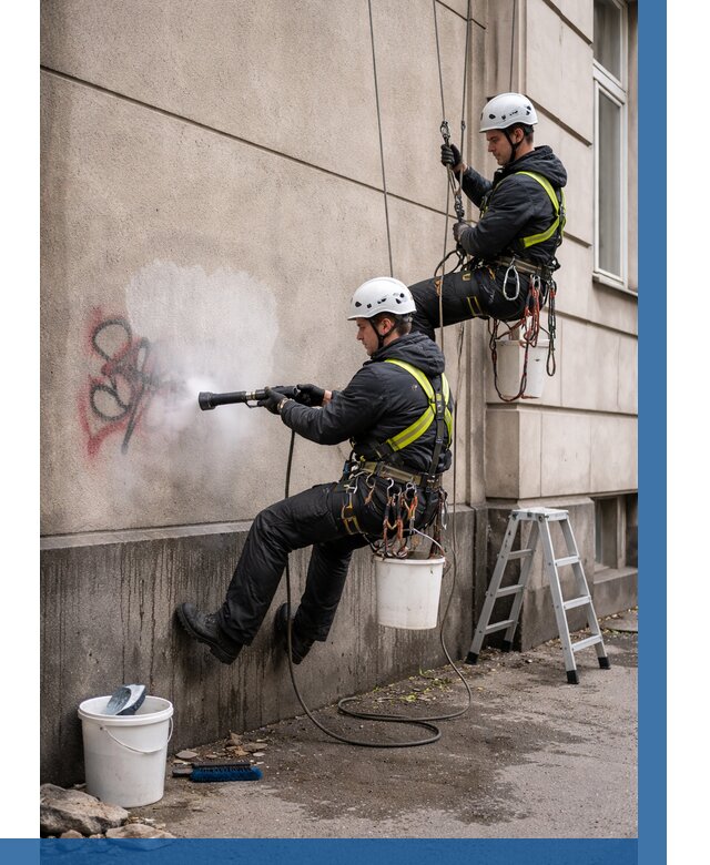 Удаление граффити с фасада в Людинове от 4580 р. | ВЫСОТНИК-Люд