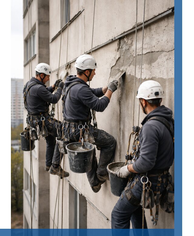 Ремонт бетонных элементов фасада в Людинове от 2545 р. | ВЫСОТНИК-Люд