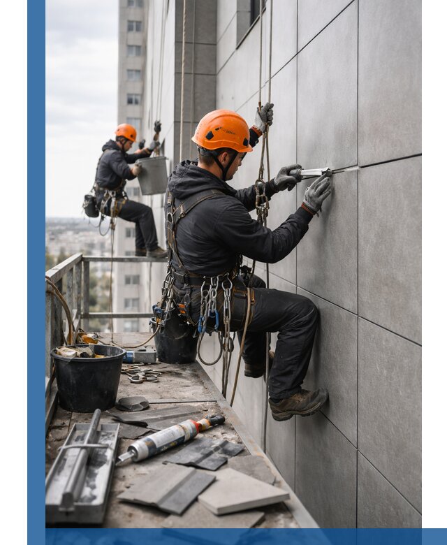 Профессиональный ремонт фасада из керамогранита в Людинове