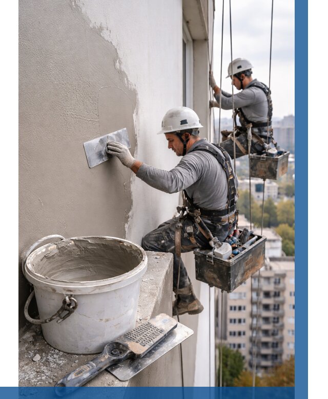 Шпаклевка фасада на высоте в Людинове от 712 р. | ВЫСОТНИК-Люд