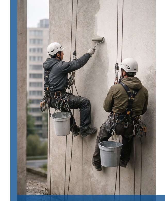 Покраска фасадов высотными альпинистами в Людинове с гарантией