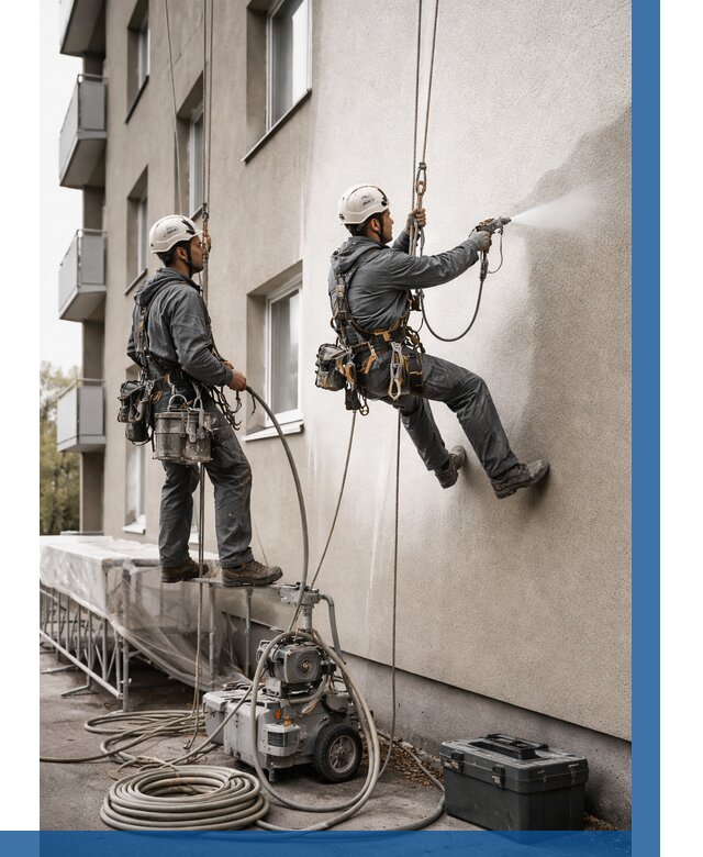 Безвоздушная покраска фасада в Людинове от 224 р/м² | ВЫСОТНИК-Люд