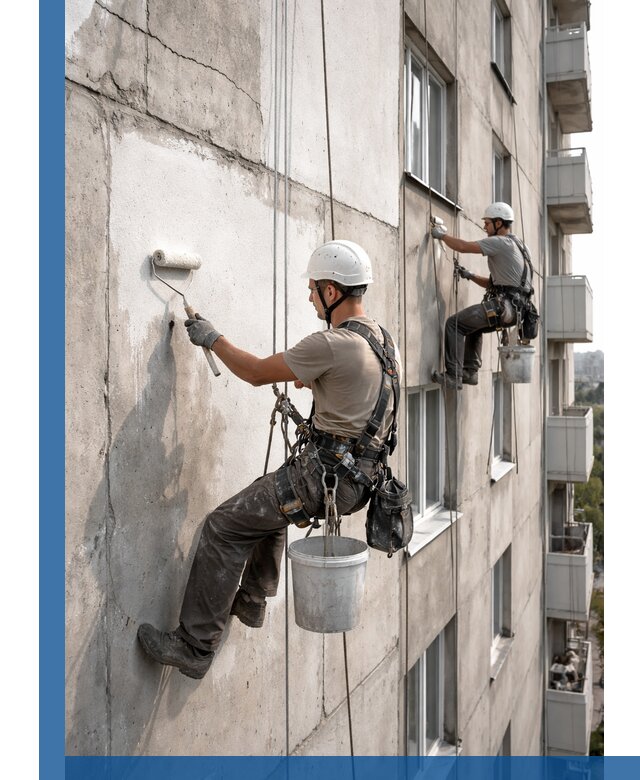 Покраска бетонного фасада в Людинове для жилых и промышленных объектов