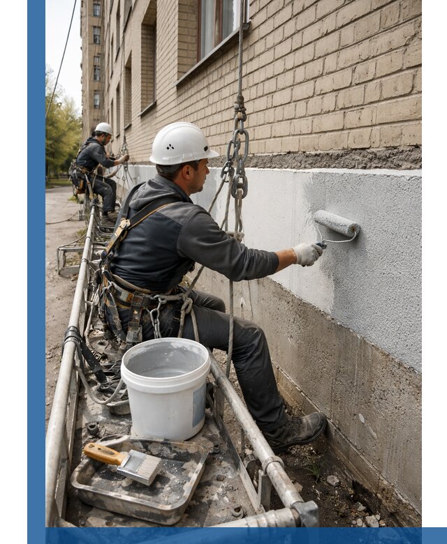 Окраска цоколя здания в Людинове профессионально и надежно