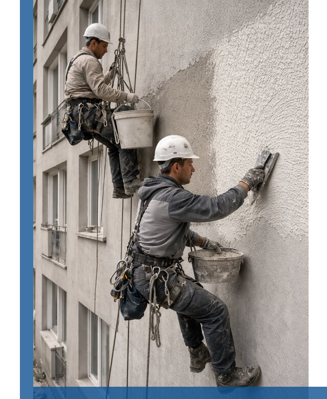 Нанесение декоративной штукатурки короед на фасад в Людинове