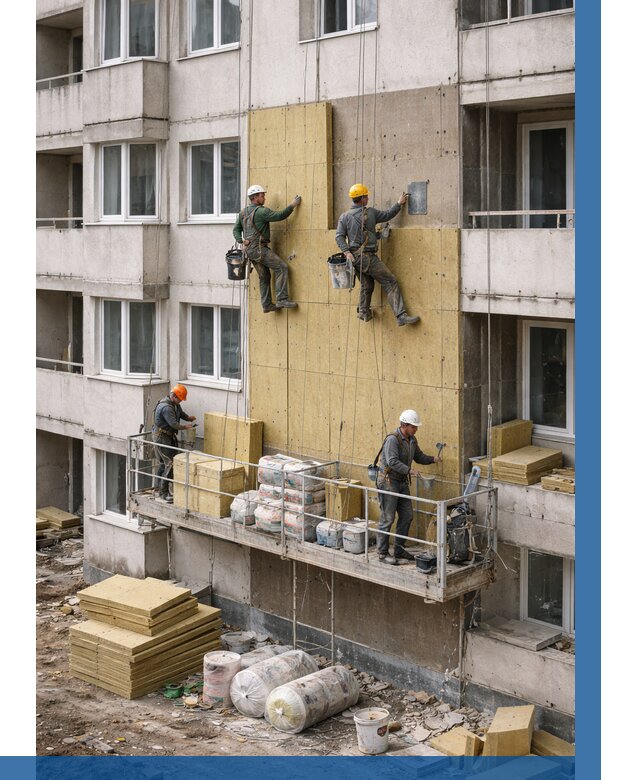 Утепление фасада минватой в Людинове от 1527 р. | ВЫСОТНИК-Люд