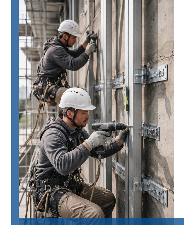 Монтаж и крепление подсистемы вентфасада в Людинове