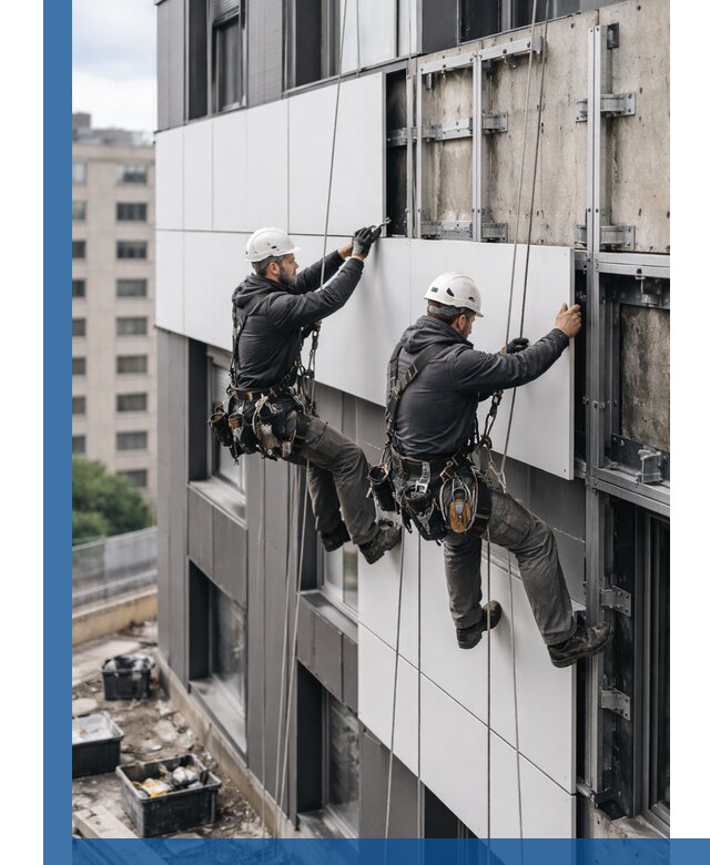 Монтаж композитных панелей фасада в Людинове под ключ