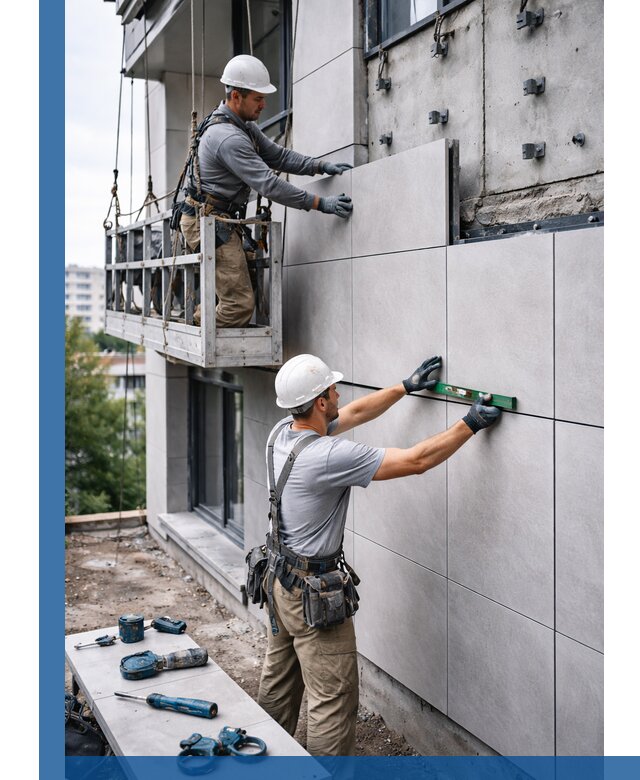 Монтаж керамогранита на фасад в Людинове под ключ с гарантией качества