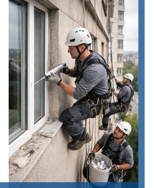 Герметизация оконных швов снаружи в Людинове от 1527 р. | ВЫСОТНИК-Люд