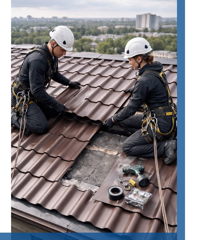 Ремонт металлочерепицы на крыше в Людинове от 916 р. | ВЫСОТНИК-Люд