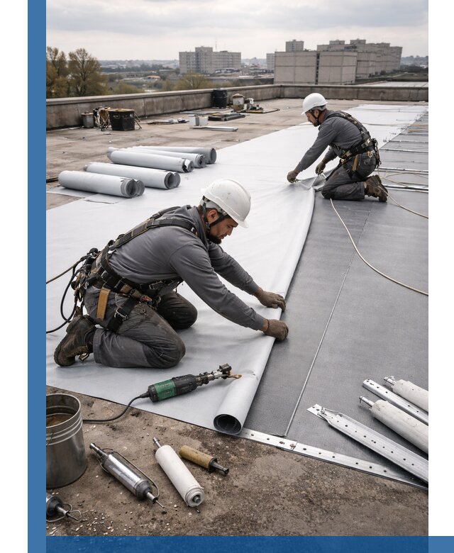 Монтаж мембранной кровли в Людинове для промышленных зданий