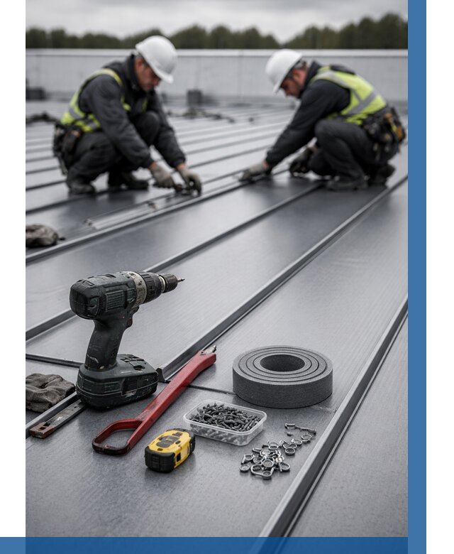 Монтаж фальцевой кровли в Людинове от 1832 р. | ВЫСОТНИК-Люд