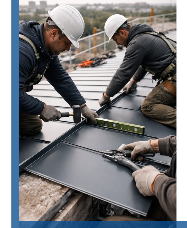 Монтаж фальцевой кровли в Людинове для промышленных зданий