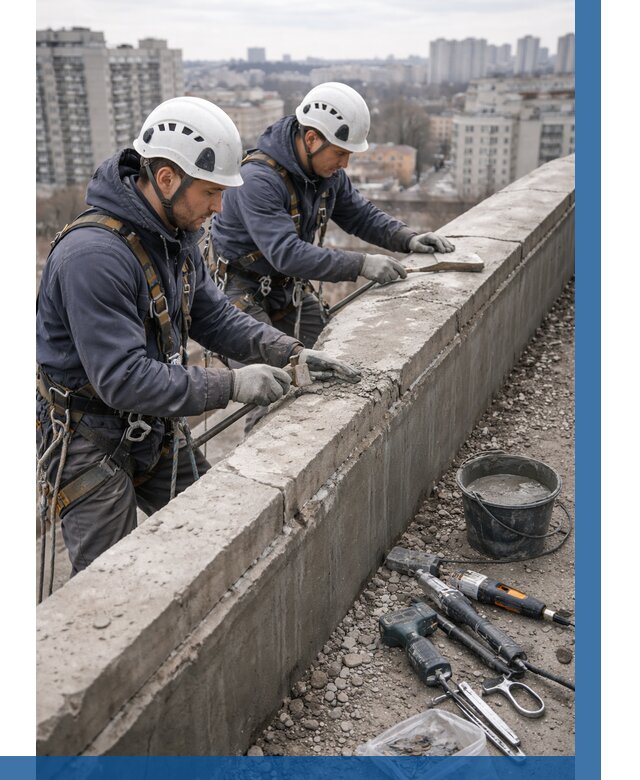 Ремонт парапета на кровле в Людинове от 1527 р. | ВЫСОТНИК-Люд