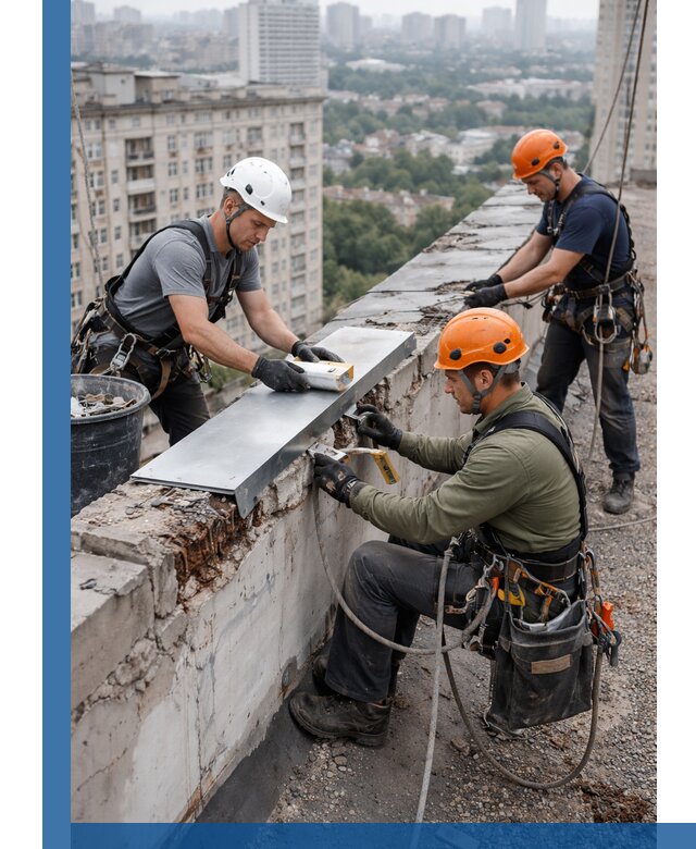 Ремонт парапета на кровле в Людинове, высотные работы с гарантией