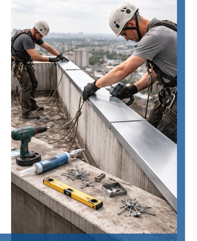 Монтаж парапетных крышек в Людинове от 814 р. | ВЫСОТНИК-Люд