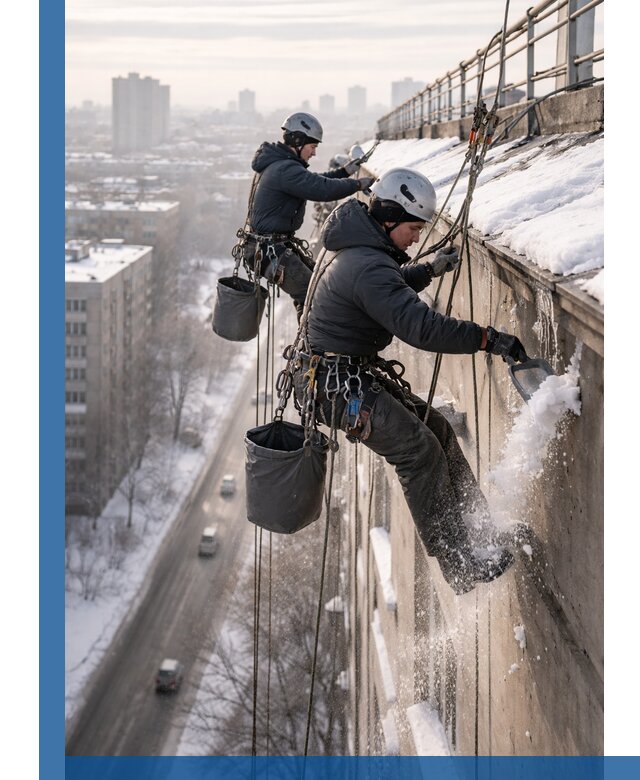 Очистка карнизов от снега в Людинове профессионально и безопасно