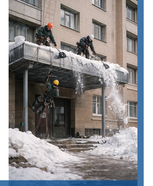 Очистка козырьков от снега в Людинове от 3562 р. | ВЫСОТНИК-Люд