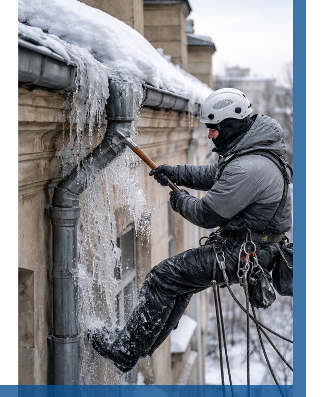 Очистка водостоков от льда в Людинове от 3562 р. | ВЫСОТНИК-Люд