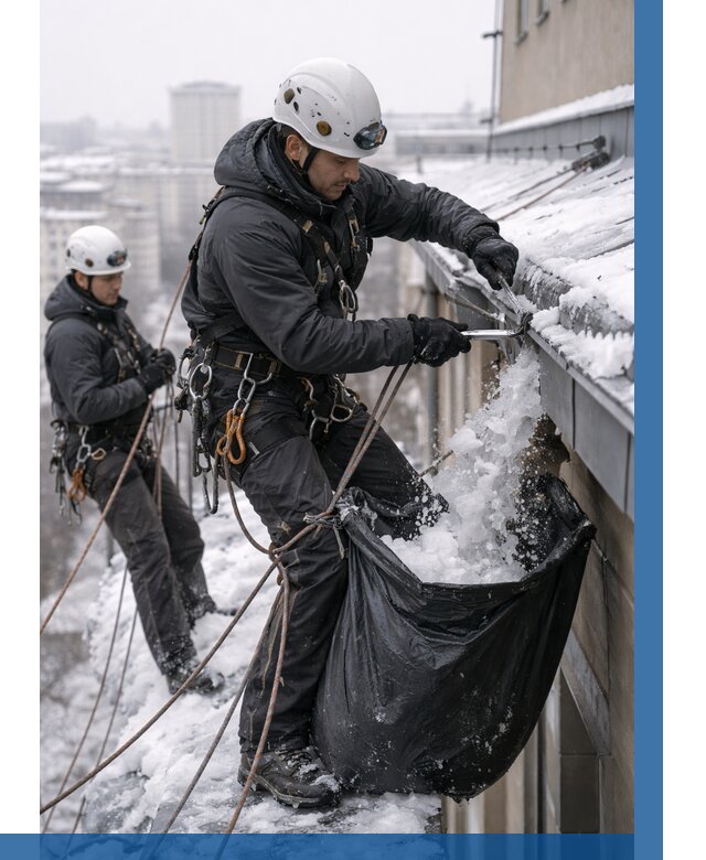 Аварийная очистка крыши в Людинове под ключ от 305 р. | ВЫСОТНИК-Люд