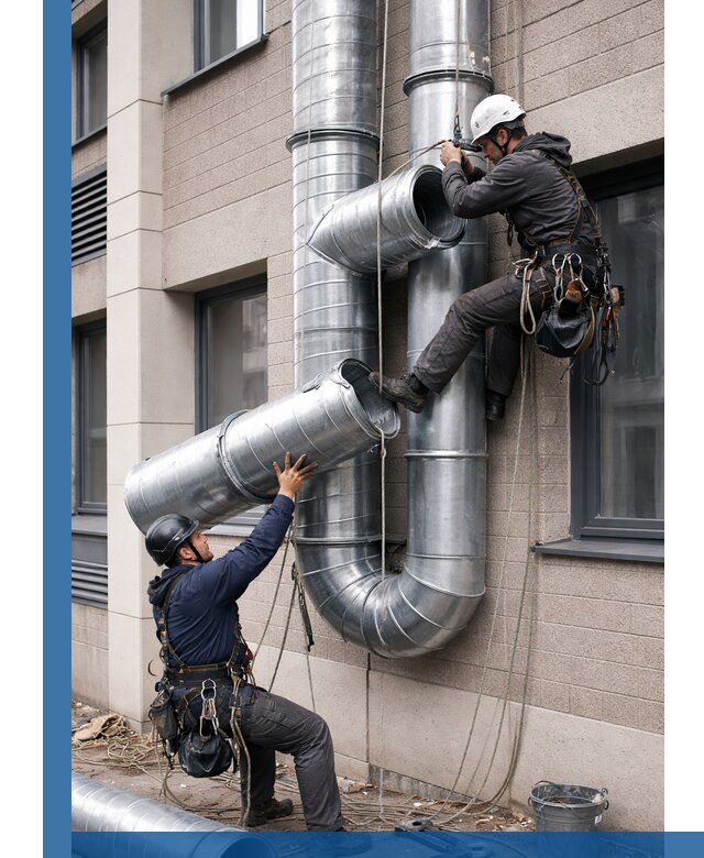 Монтаж фасадных воздуховодов в Людинове с герметизацией и крепежом