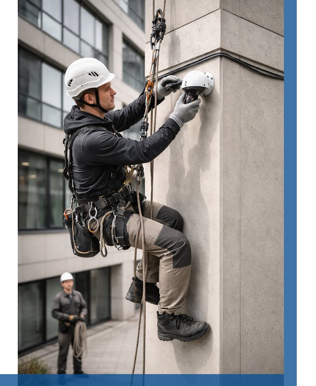 Монтаж камер видеонаблюдения на фасаде в Людинове от 8651 р.-ВЫСОТНИК-Люд