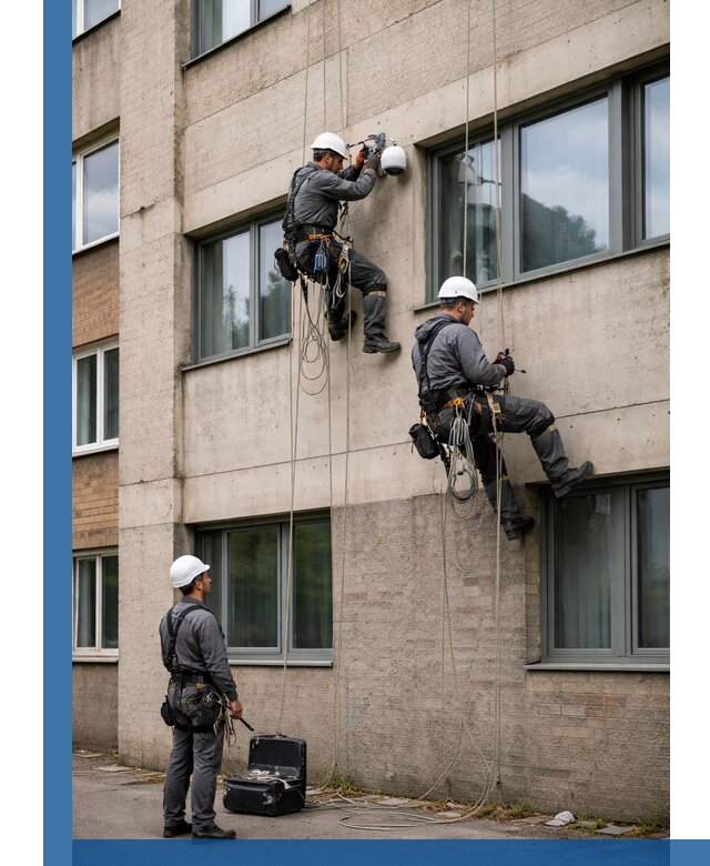 Монтаж фасадных камер видеонаблюдения в Людинове под ключ