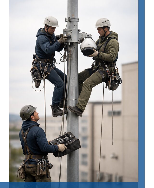 Установка видеокамер на мачте в Людинове от 8651 р. | ВЫСОТНИК-Люд