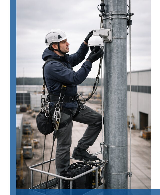 Профессиональная установка видеокамер на мачте в Людинове