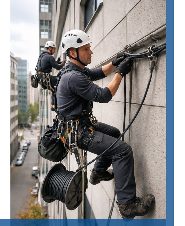 Прокладка кабеля по фасаду в Людинове от 356 р. | ВЫСОТНИК-Люд