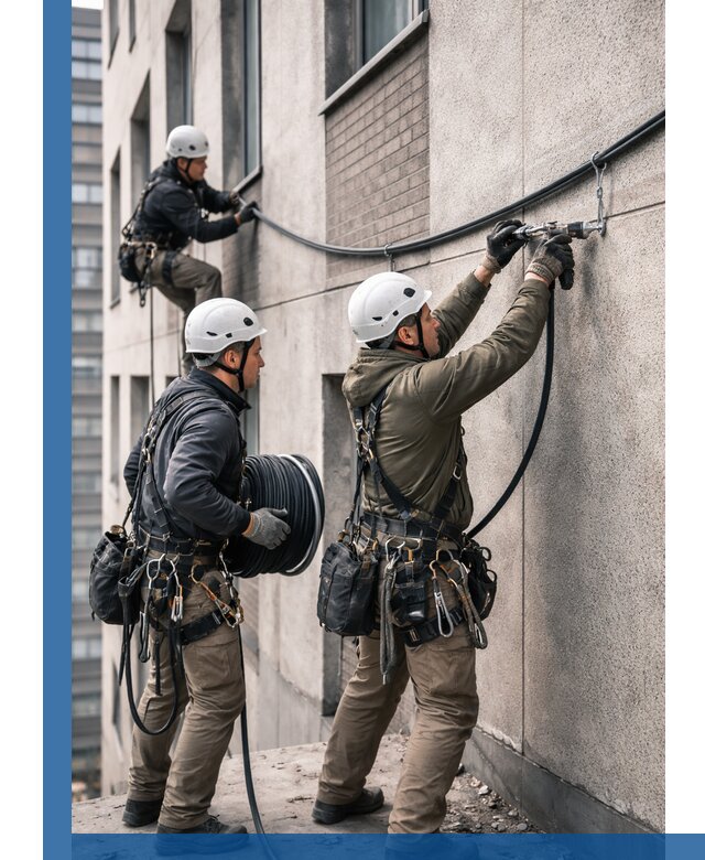 Прокладка кабеля по фасаду в Людинове, профессиональный монтаж