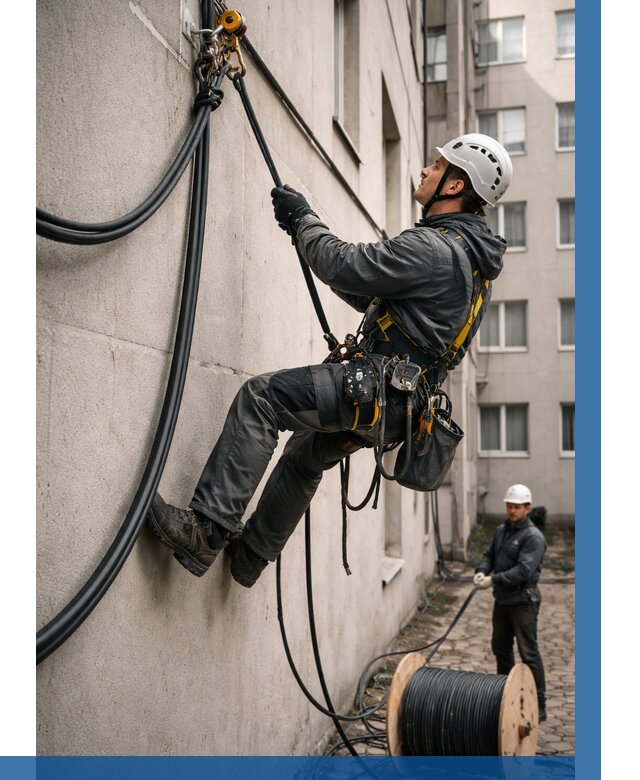 Протяжка кабеля питания на высоте в Людинове от 458 р. | ВЫСОТНИК-Люд