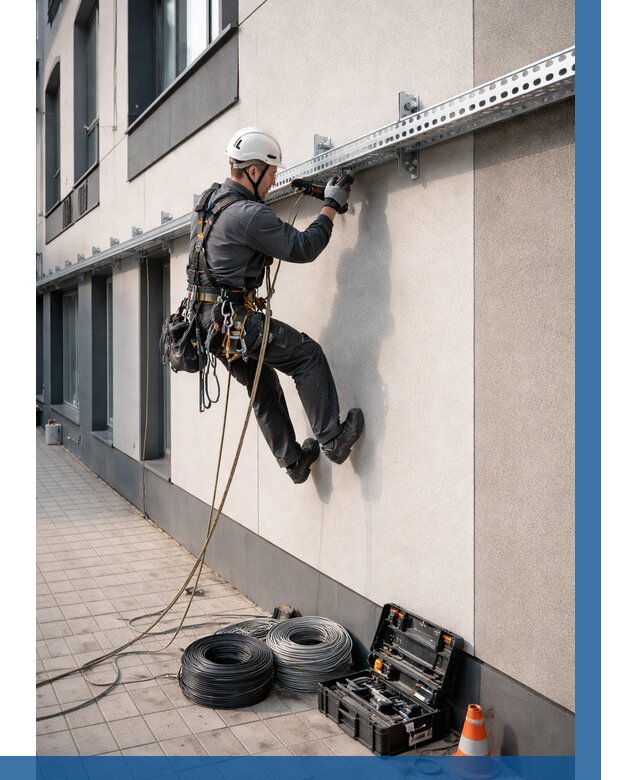 Монтаж кабельных лотков на фасаде в Людинове от 1221 р. | ВЫСОТНИК-Люд