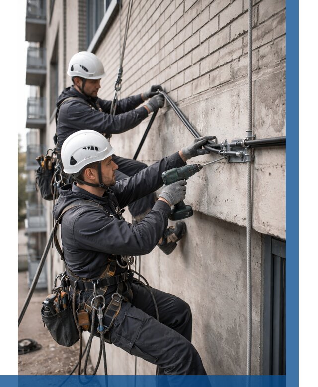 Крепление кабеля на фасаде в Людинове от 356 р. | ВЫСОТНИК-Люд