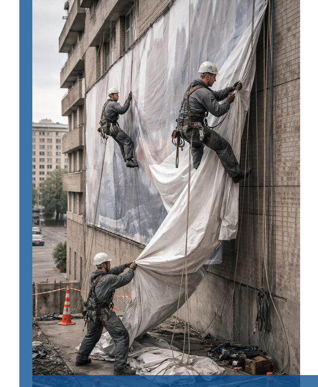 Демонтаж баннеров с фасада в Людинове оперативно и безопасно