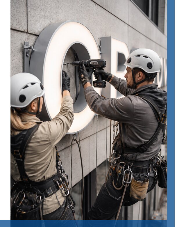 Монтаж световых букв в Людинове от 3053 р. под ключ ВЫСОТНИК-Люд