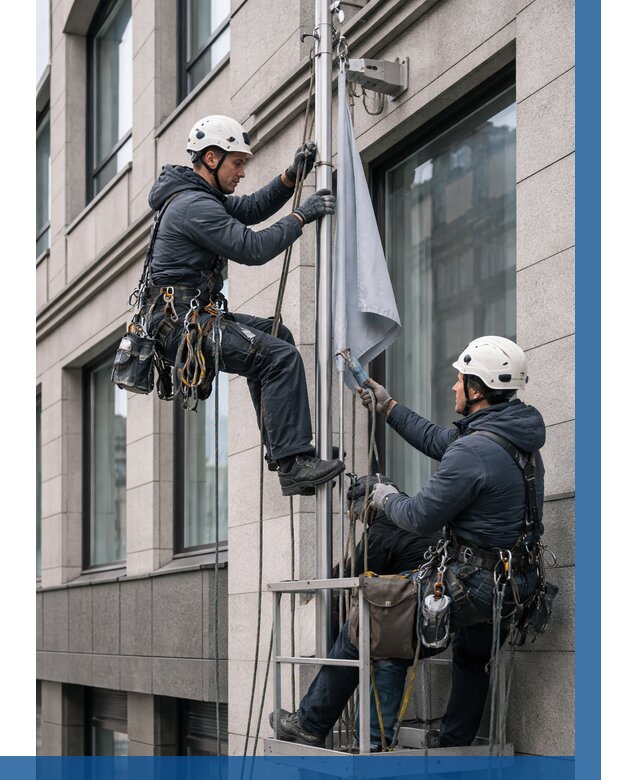 Установка флагов на фасаде в Людинове от 4580 р. | ВЫСОТНИК-Люд