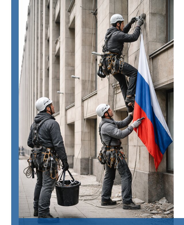 Профессиональная установка флагов на фасаде в Людинове