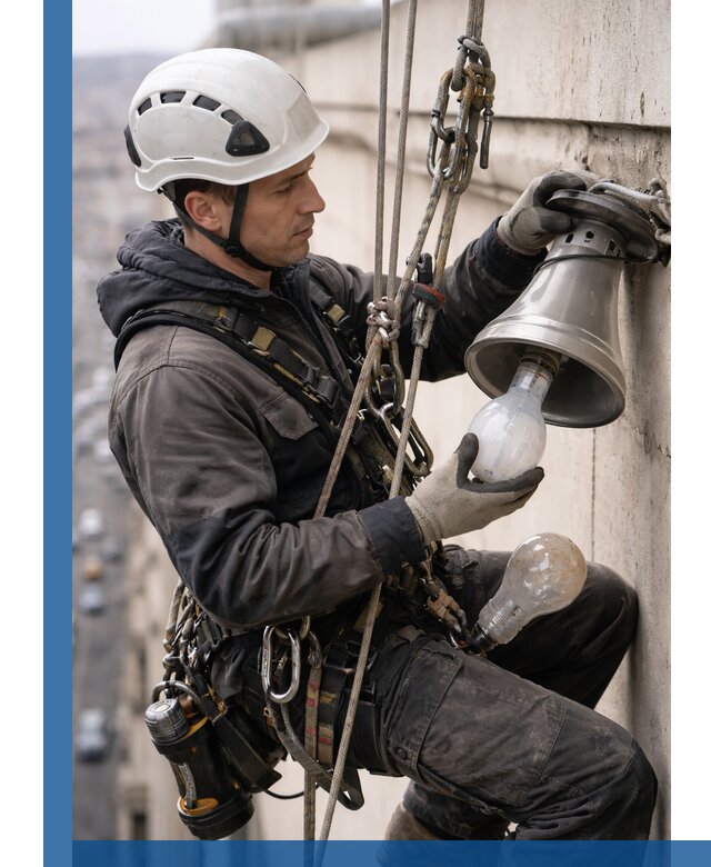 Замена ламп на высоте в Людинове профессионально и быстро