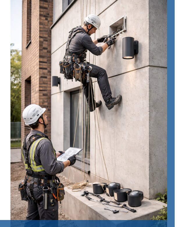 Монтаж фасадного освещения в Людинове от 2545 р. | ВЫСОТНИК-Люд