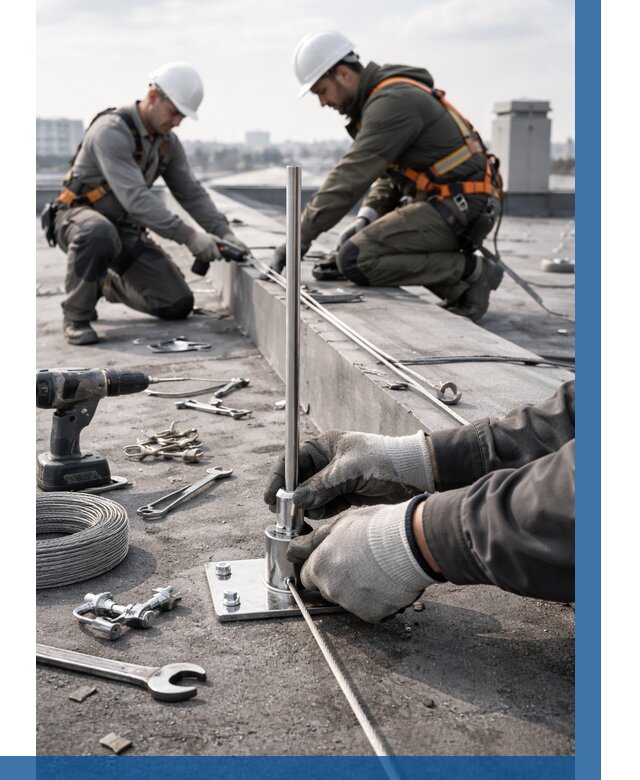 Монтаж молниезащиты на кровле в Людинове цена от 25445 р. | ВЫСОТНИК-Люд