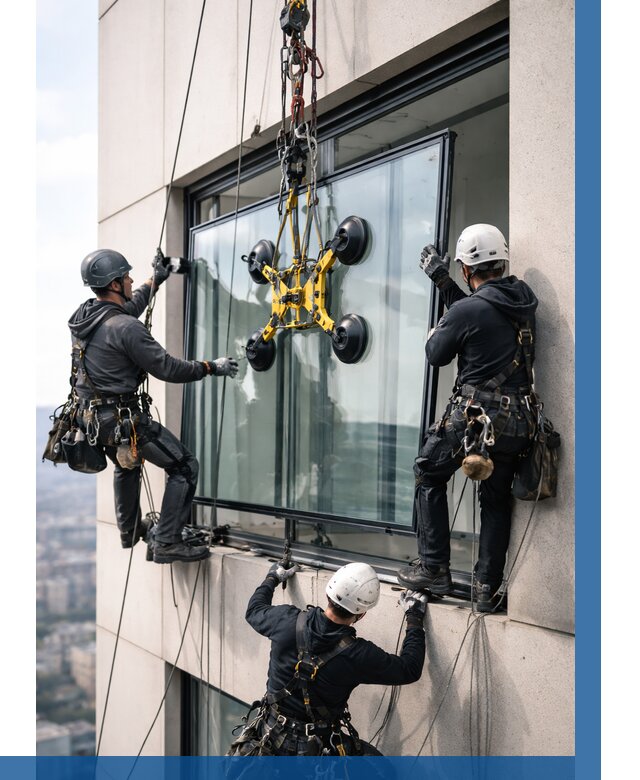 Монтаж стеклопакетов на высоте в Людинове от 3257 р. | ВЫСОТНИК-Люд