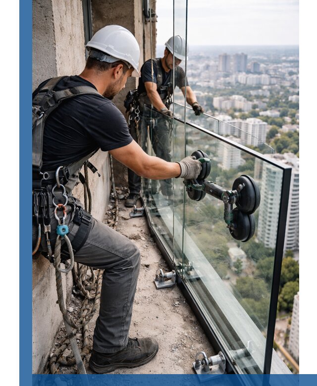 Монтаж стеклянных ограждений под ключ с гарантией в Людинове