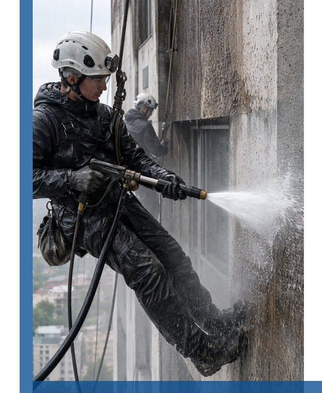 Гидроструйная очистка фасадов и конструкций в Людинове