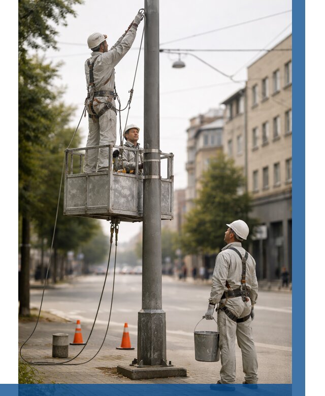 Покраска опор освещения в Людинове от 5089 р. | ВЫСОТНИК-Люд