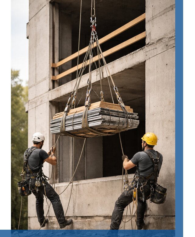 Подъем материала на этаж веревками в Людинове от 1527 р. | ВЫСОТНИК-Люд